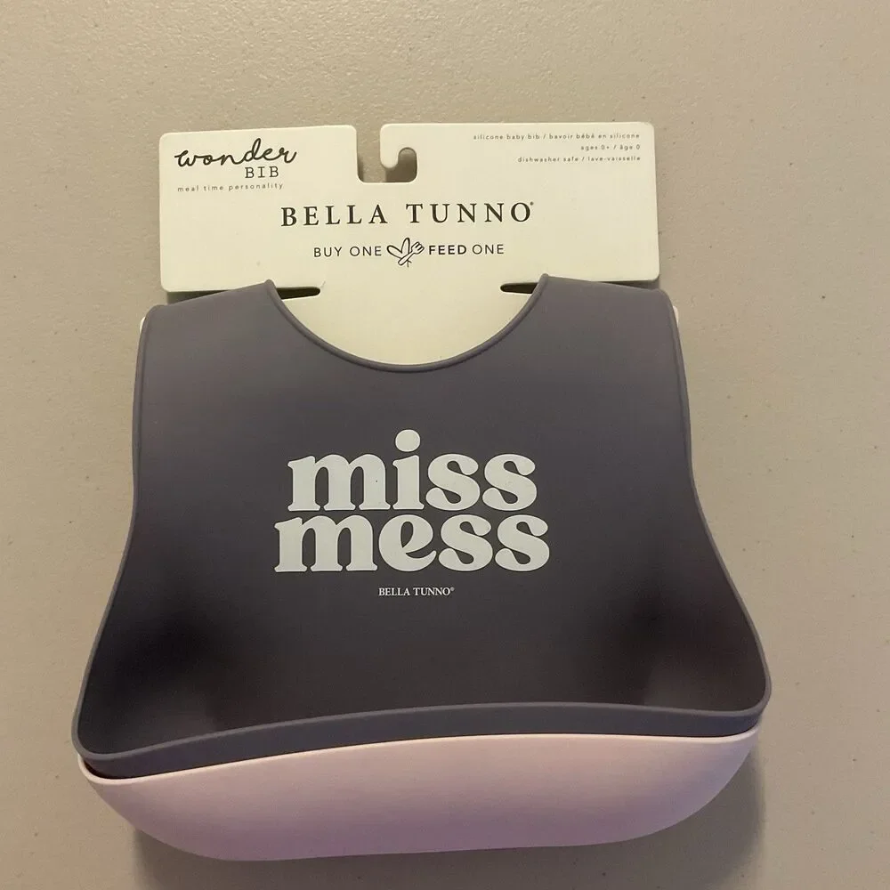 Bella Tunno Miss Mess + Love you a Brunch Wonder Bib Set Gray Pink New